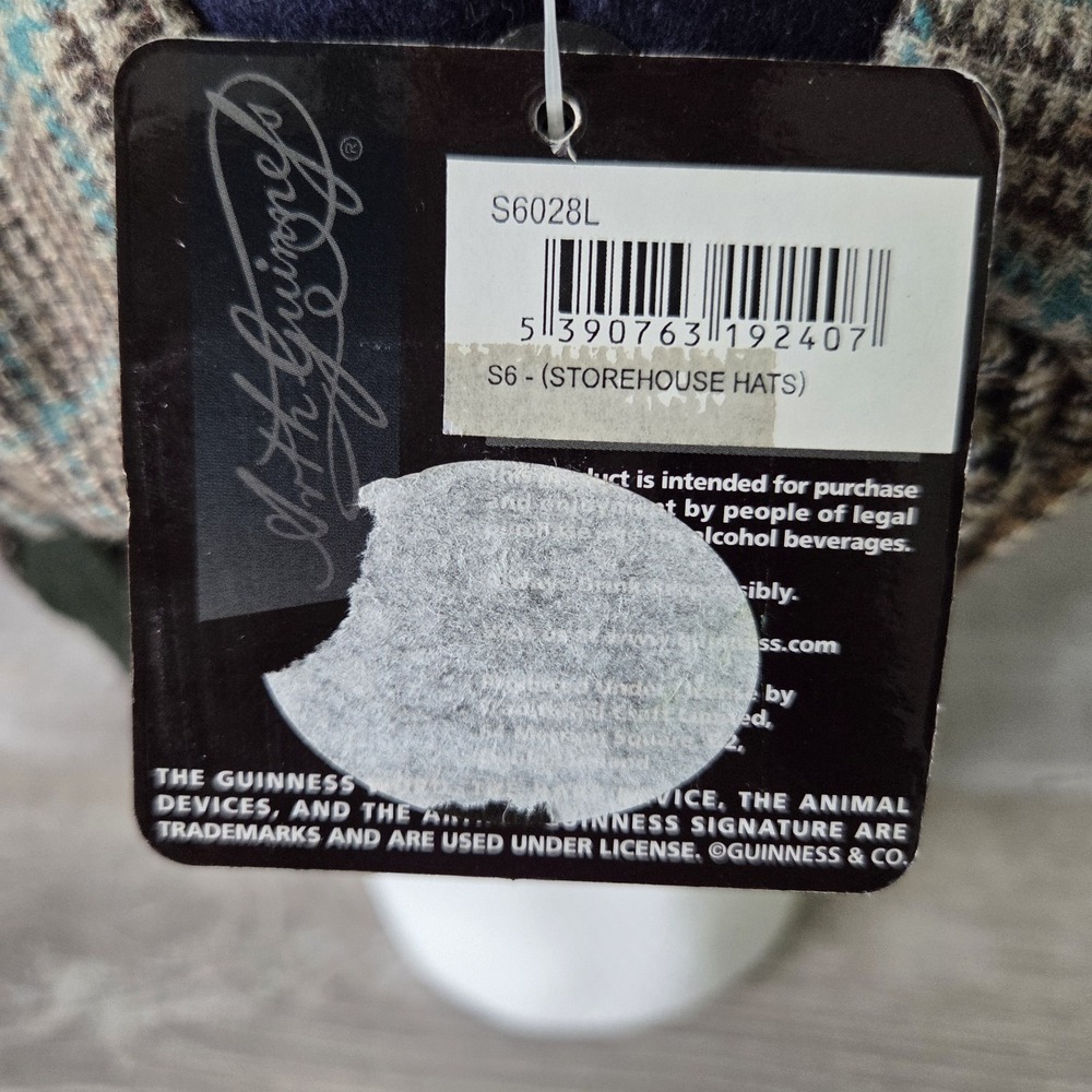Guinness Patchwork Tweed Flat Cap Newsboy Cabbie Hat Men's Large 61cm NWT - Picture 7 of 15